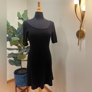 Ann Taylor Loft Black Stretch Fit and Flare Dress